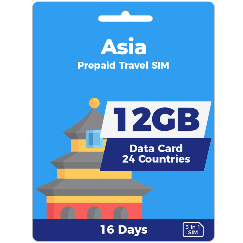 Asia Travel SIM Card | 16 Day | 12GB