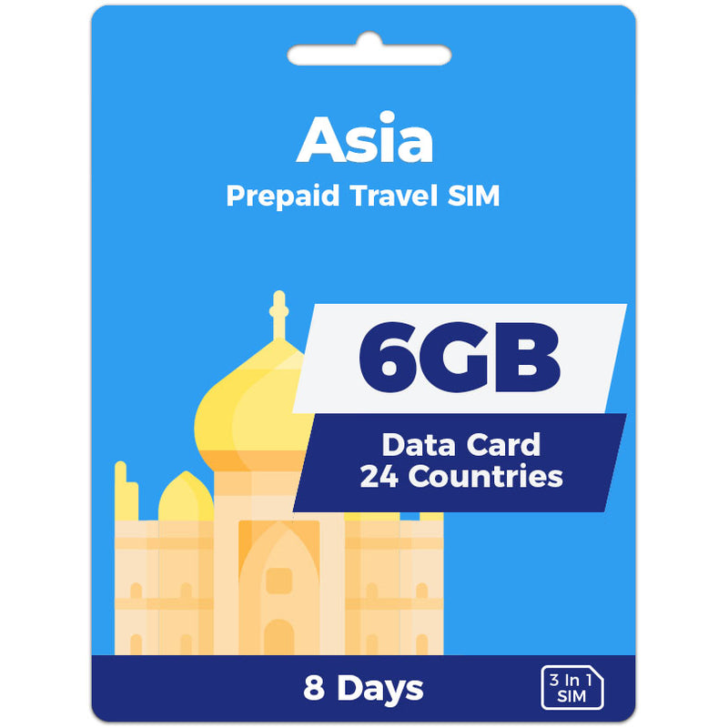 Asia Travel SIM Card | 8 Day | 6GB