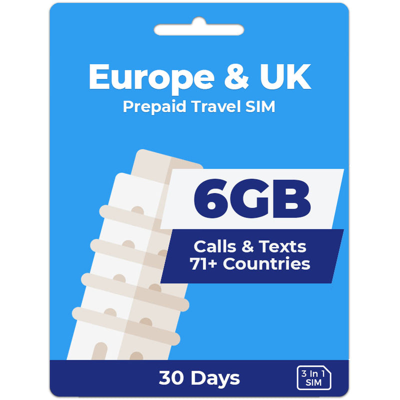 Europe Travel SIM Card | 30 Day | 6GB